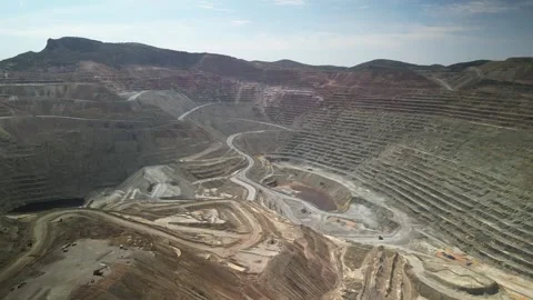 Aerial view of large copper mining area in Santa Rita New Mexico Stock Footage 332183364