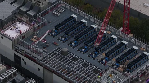 Aerial View of Large Data Center Expansion Under Construction in Munich Germany Video stock 345665995