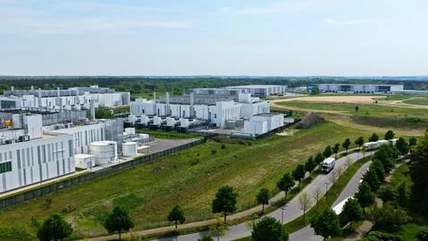 Aerial View of Large Data Center Complex in Ludwigsfelde, Germany 写真素材