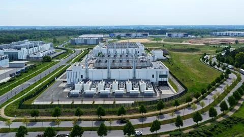 Aerial View of Large Data Center Complex in Ludwigsfelde, Germany 写真素材