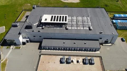 Aerial view large data center and electrical substation 스톡 사진