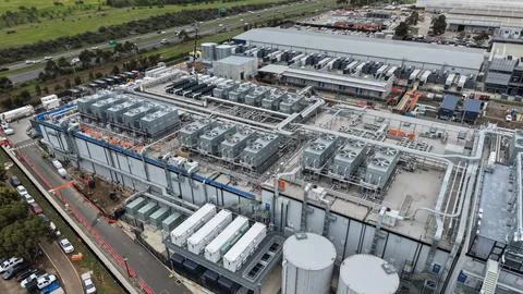 Aerial view of a large data center infrastructure Stock Photos