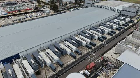 Aerial view of a large data center facility Stock Photos