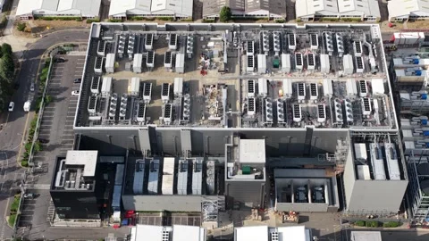 Aerial view of large datacenter construction site Stock Footage 340412674