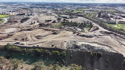 Aerial view of a large earthworks construction site 스톡 동영상 341918762