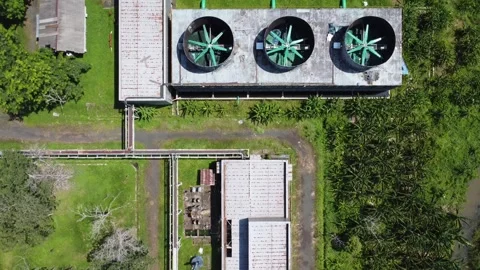 Aerial view of large fans in an iron and steel factory Stock Footage 265587984