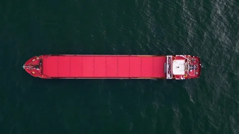 Aerial view of Large general cargo ship bulk carrier Stock Footage 241924652