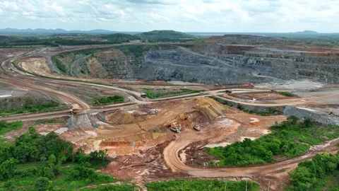 Aerial view of a large gold mining site. Stock Footage 341906822