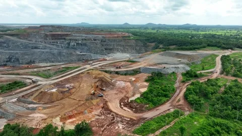 Aerial view of a large gold mining site. Stock Footage 341906830