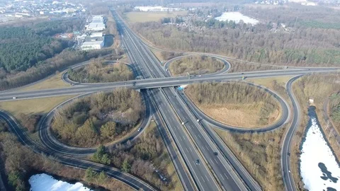Aerial view of a large highway interchange Stockbeeldmateriaal 72072105