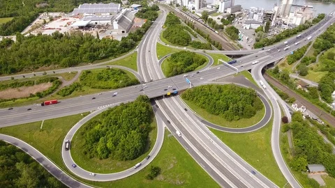 Aerial view of large highway interchange Stock-Footage 76473063