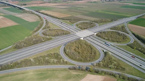 Aerial view of large highway interchange Vidéo 127035389