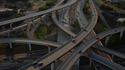 Aerial View of a Large Highway Interchange and Suburbs in Austin Texas Stock Footage 331494441