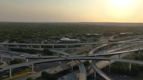 Aerial View of a Large Highway Interchange and Suburbs in Austin Texas Stock Footage 331494460