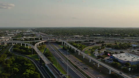 Aerial View of a Large Highway Interchange and Suburbs in Austin Texas Stock Footage 331494471