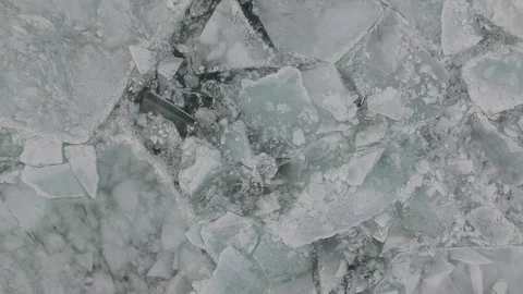 Aerial View of Large Ice Chunks on Lake Michigan Stock Footage 81880736