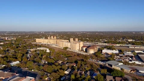 Aerial view of Large industrial complex of Cement storage and distribution .. Video stock 329660434