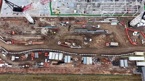 Aerial view of a large industrial construction site Video stock 340502937
