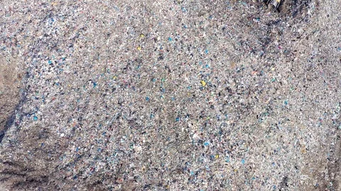 Aerial view of large landfill. Waste garbage dump, environmental pollution Stock Footage