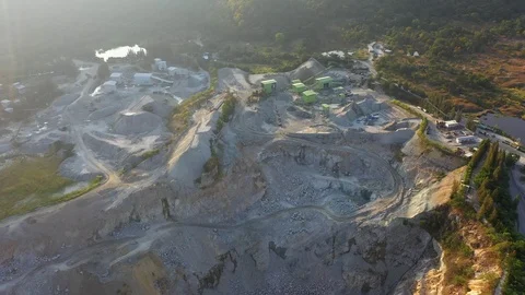 Aerial view of the large mine that exploded the mountains Stock Footage 119913669