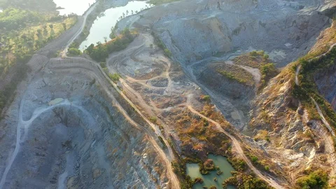 Aerial view of the large mine that exploded the mountains Видео 119914306