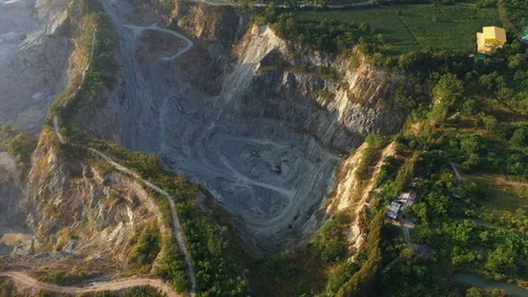 Aerial view of the large mine that exploded the mountains 스톡 동영상 119914934