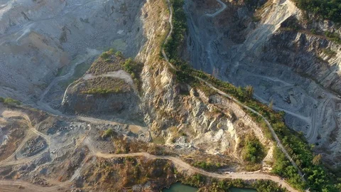 Aerial view of the large mine that exploded the mountains for the mining  Video stock 123988608