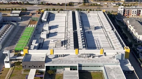 Aerial view of large modern AI or IT data centers in Richardson, Texas New .. Stock Footage 326733281