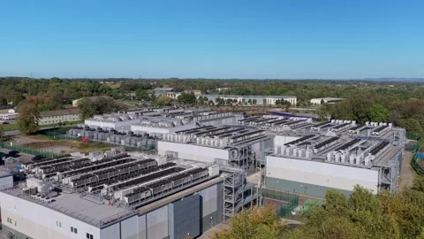 Aerial View of a Large Modern Data Center Facility During Daytime 스톡 동영상 348239518