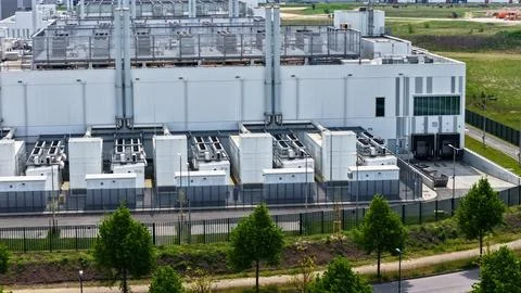 Aerial View of Large Modern Data Center Facility Stock Photos