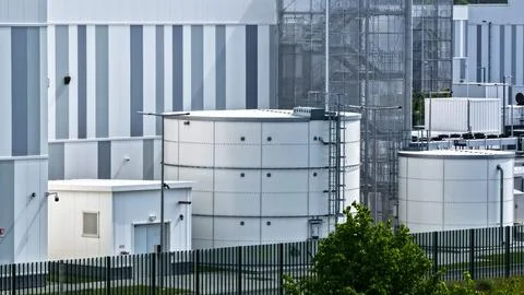 Aerial View of Large Modern Data Center Fotos Stock