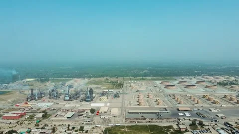 Aerial View of Large Oil Refinery and Industrial Storage Facility Stock Footage 344408084