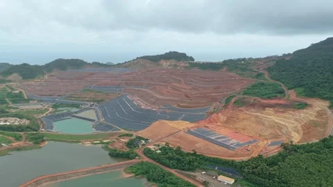 Aerial view of large open pit mining quarry Stock Footage 328919764
