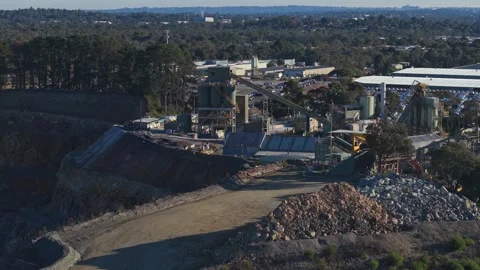 Aerial view of a large open-pit quarry processing plant Stock Footage 340124145