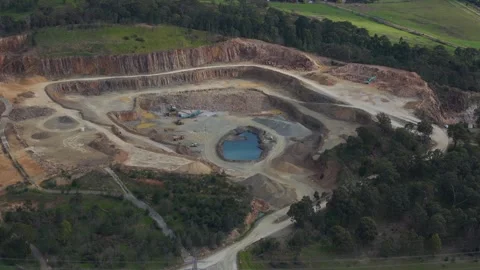 Aerial view of a large open-pit mine quarry Stock Footage 343622066
