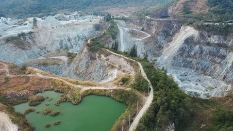 Aerial view of large quarries for construction and industry. 4k resolution Stock-Footage 99867586