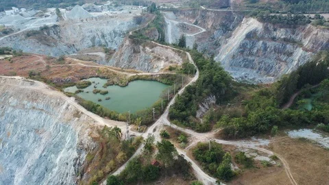 Aerial view of large quarries for construction and industry. 4k resolution Stock Footage 100656990