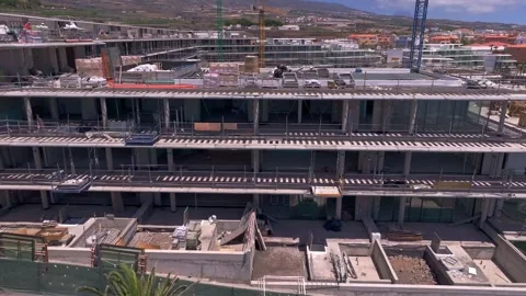 Aerial view of a large residential development under construction Stock Footage 345694283