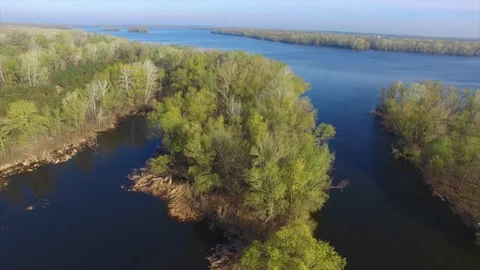 Aerial view of a large river during the spring flood 스톡 동영상 88946221