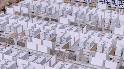 Aerial view of a Large-Scale BESS Construction Site Stock Footage 340779409