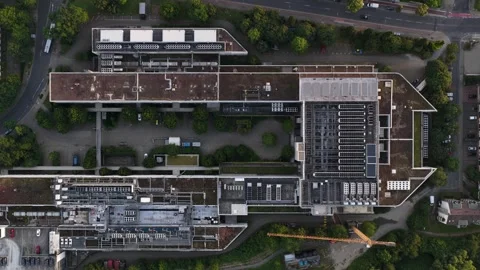 Aerial view of large scale data center in Dusseldorf Germany Stock Footage 340962354