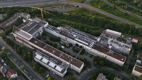 Aerial view of large scale data center in Dusseldorf Germany Stock Footage 340962397