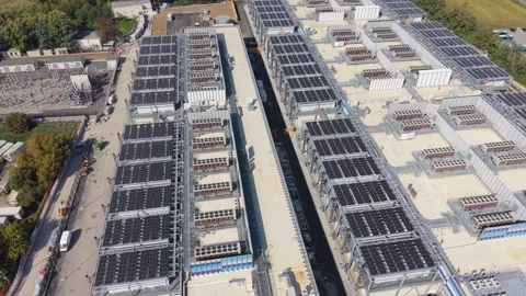 Aerial view Large-scale data center campus and digital infrastructure in Stock Footage 347648489