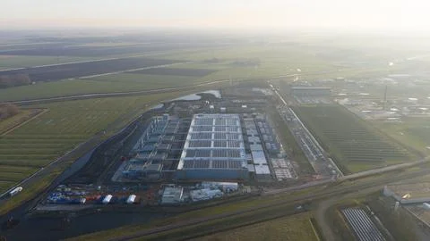 Aerial view of large scale data center infrastructure 스톡 사진