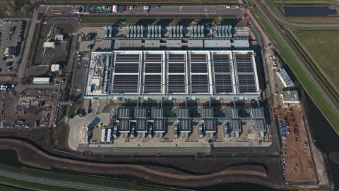 Aerial view of large scale datacenter infrastructure for cloud computing Stock Footage 334057070