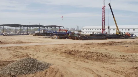 Aerial View Large-scale Gas and Oil Repair Plant Construction Stock Footage 77964718