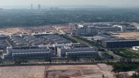 Aerial view of large-scale industrial development in progress Stock Footage 335168680