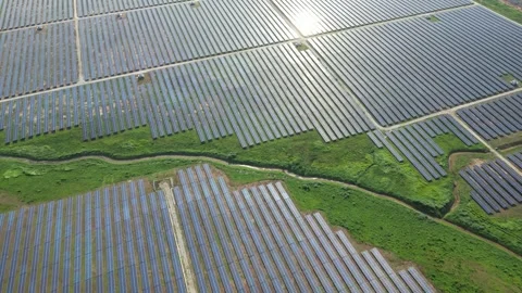 Aerial view of a large solar farm Stock Footage 330760352