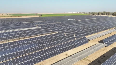 Aerial view of large solar fields Stock Footage 293224769