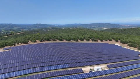 Aerial View of Large Solar Panel Array Stock Footage 282298949
